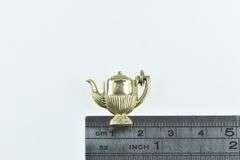9K Yellow Gold 3D Tea Pot Vintage Grooved Tea Party Charm/Pendant