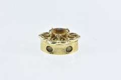 14K Yellow Gold Citrine Diamond Ornate Slide Bracelet Charm/Pendant