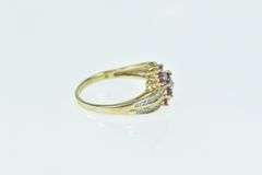 10K Yellow Gold Ruby Flower Cluster Diamond Accent Bypass Ring