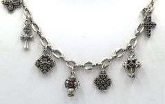 Vintage 925 sterling silver necklace with religious charms