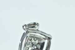 10K White Gold Squared Diamond Pave Domed Statement Pendant