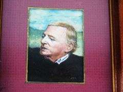Signed Watercolor on Ivorine, William R. Buckley