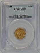 Very Choice BU 1928 US $2.50 Indian Gold Piece. PCGS MS63