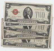 8 Series of 1928 $2 Red Seal Note in circ to AU