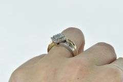 14K Yellow Gold Square Cluster Diamond Baguette Vintage Ring