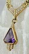 Incredible 14K Yellow Gold Amethyst and Diamond Necklace