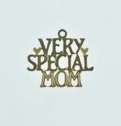 14K Yellow Gold Very Special Mom Word Cut Mother's Day Charm/Pendant