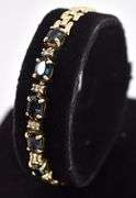 Fantastic 14K Yellow Gold Diamond and Blue Sapphire Gemstone Bracelet