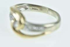 14K White Gold Diamond Two Tone Loop Vintage Promise Ring