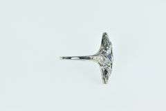 18K White Gold Art Deco Filigree Sapphire Engagement Setting Ring