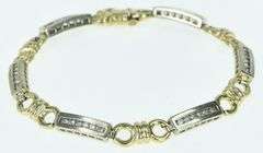 14K Yellow Gold 1.00 Ctw Diamond Inset Two Tone Bar Bracelet