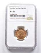 MS66 1925 Great Britain 1 Sovereign Gold Coin NGC