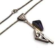 Vintage 925 sterling silver signed gemstone pendant on rolo chain necklace