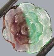Glowing! 5.74ct Bi-color Fluorite carving