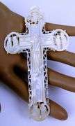 Incredible Antique Large Carved Mother of Pearl Crucifix