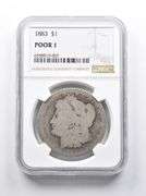 POOR 1 1883 Morgan Silver Dollar NGC Lowball Pocket Piece