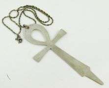 Large Sterling Silver Ankh Pendant & Chain