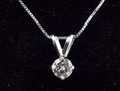 Elegant 14K White Gold Solitaire Diamond Pendant