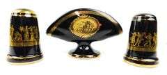 Vintage Greek Mythology Napkin Holder & Shakers, 24K Gold