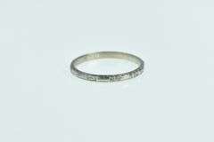 18K White Gold 1940's 1.9mm Blossom Pattern Wedding Band Ring