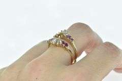 14K Yellow Gold Marquise Ruby Diamond Wrap Wedding Band Ring