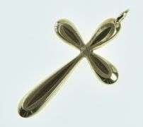 14K Yellow Gold Cross Curved Vintage Christian Faith Charm/Pendant