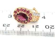14kt Yellow gold Garnet halo earrings