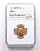 MS66 1925 Great Britain 1 Sovereign Gold Coin NGC
