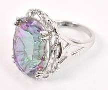 Brilliant 18.58CTS Mystic Quartz & 0.28CTW White Topaz Ring in Sterling Silver