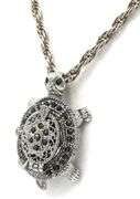 Vintage 925 sterling silver Turtle watch on Italian Rope chain necklace