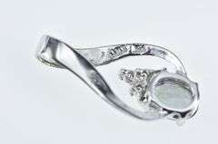 14K White Gold Oval Mystic Topaz Diamond Cluster Pendant