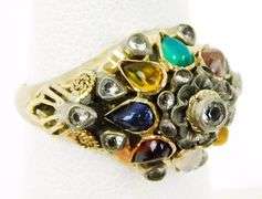 Vintage 8K Gold Gemstone Gypsy Ring, Size 6