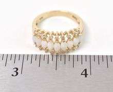 Gorgeous 14K Yellow Gold Opal and Diamond Gemstone Ring