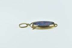 14K Yellow Gold Black Opal Triplet Vintage Oval Statement Pendant