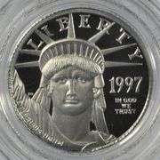 1997 Superb Gem Cameo Proof $10 Pure Platinum Eagle. Box/COA