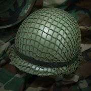 Authentic WW2 US M1 Helmet with Net Cover & Cat Eye Belt