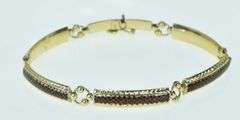 14K Yellow Gold Cheetah Animal Print Enamel Bar Link Bracelet