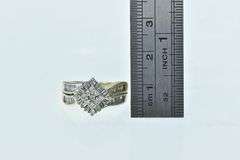 14K Yellow Gold Square Cluster Diamond Baguette Vintage Ring