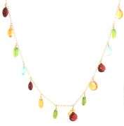 10kt Yellow gold multi gemstone dangle necklace