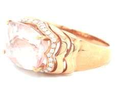 18kt Rose gold emerald cut Morganite and diamond ring
