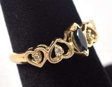 Stunning 14K Yellow Gold Diamond and Blue Sapphire Ring