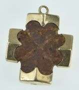14K Yellow Gold Antique Carved Cross Vintage Ornate Charm/Pendant