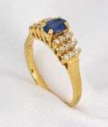 Nicely Designed 14K YG Sapphire and Diamond Ring