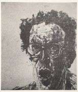 Arikha, Avigdor "Open Mouthed Self Portrait" a Rare Limited Original Offset Lithograph 1990