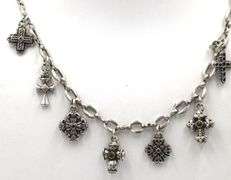 Vintage 925 sterling silver necklace with religious charms