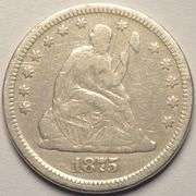 1875 Seated Liberty Quarter, Circulated.
