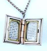 Vintage Mother of Pearl Lord's Prayer Locket & Chain