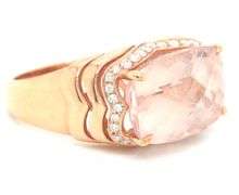 18kt Rose gold emerald cut Morganite and diamond ring