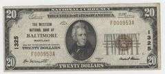 Nice Series of 1929 $20 National Currency Note of Baltimore, MD (1325)