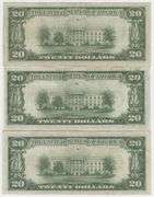 3 Nicer circulated 1928-B Series $20 Federal Reserve Notes
